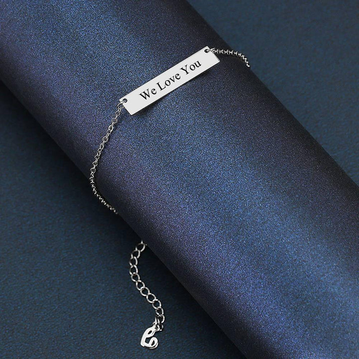 Cissyia.com Platinum Plated Bar Bolo Engraved Bracelet for Kids