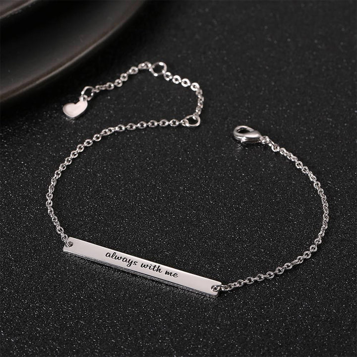 Cissyia.com Platinum Plated Personalized Engravable Bar Engraved Bracelet