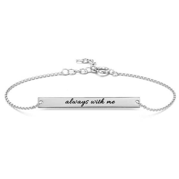 Cissyia.com Platinum Plated Personalized Engravable Bar Engraved Bracelet