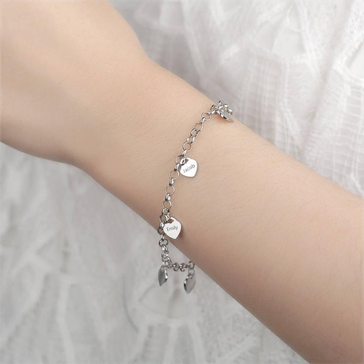 Cissyia.com Engravable Six Heart Charms Bracelet