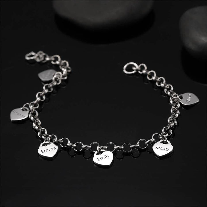 Cissyia.com Engravable Six Heart Charms Bracelet