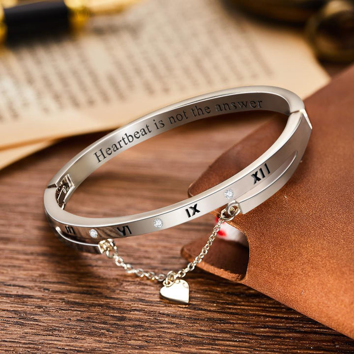 Cissyia.com Custom Engraved Bracelet with Heart Numeral Bracelet for Lovers