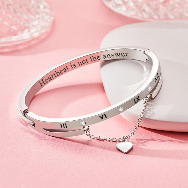 Cissyia.com Custom Engraved Bracelet with Heart Numeral Bracelet for Lovers