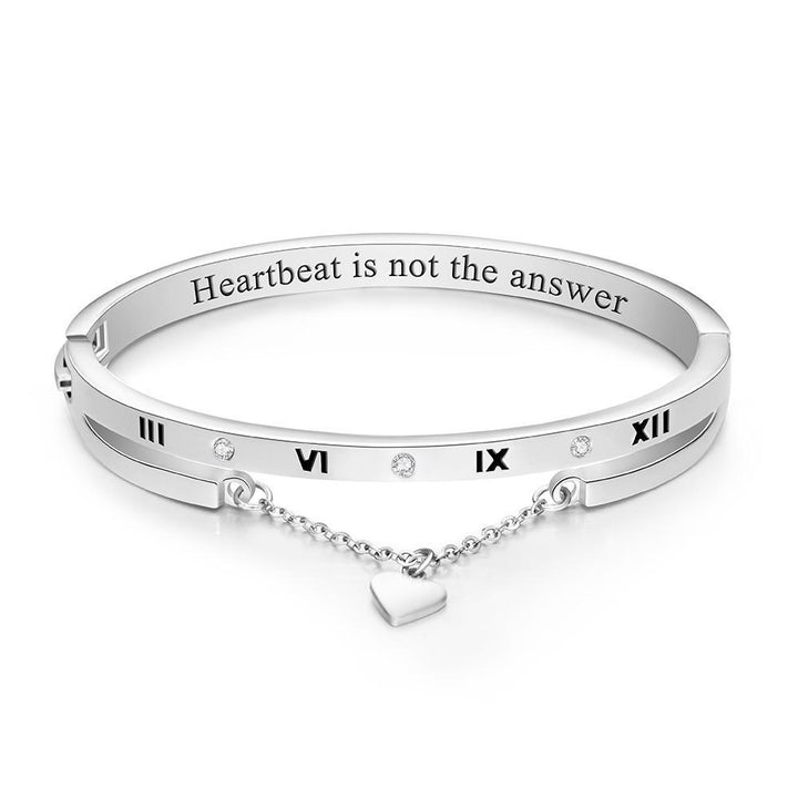 Cissyia.com Custom Engraved Bracelet with Heart Numeral Bracelet for Lovers
