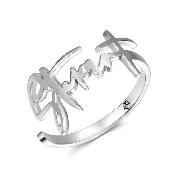 Cissyia.com Handwritten Name Open Cuff Ring