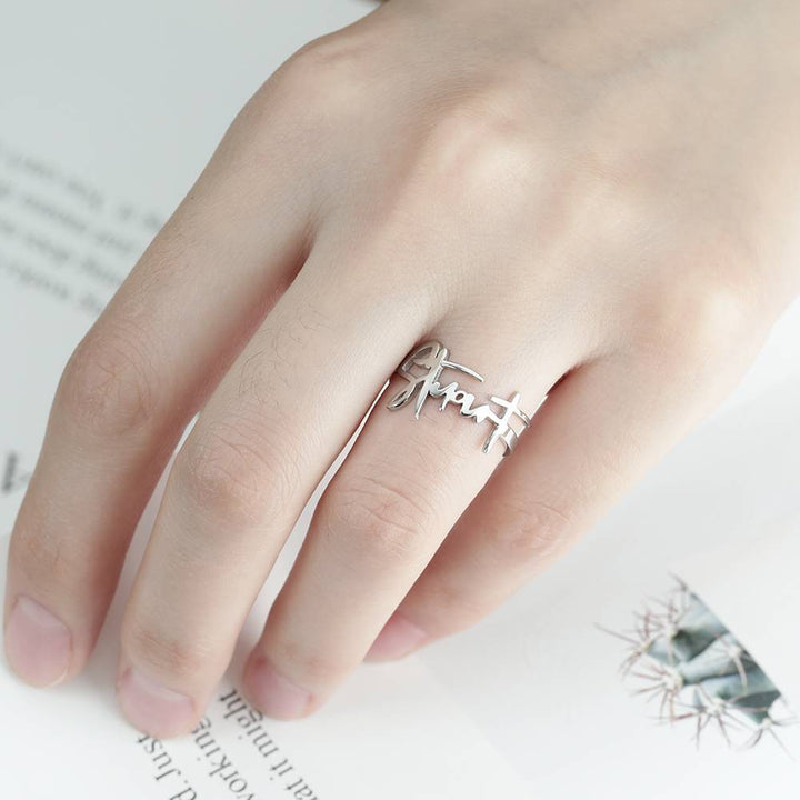 Cissyia.com Handwritten Name Open Cuff Ring