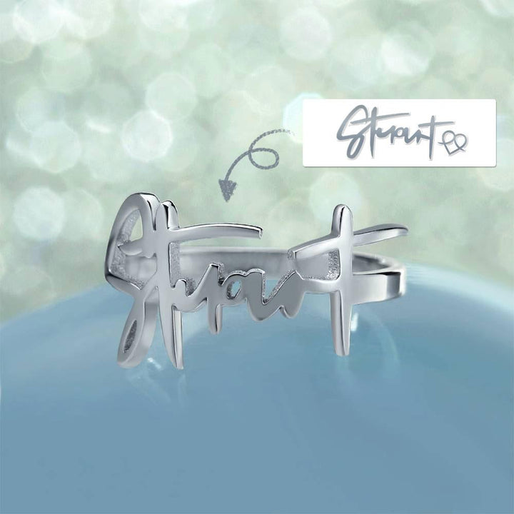 Cissyia.com Handwritten Name Open Cuff Ring