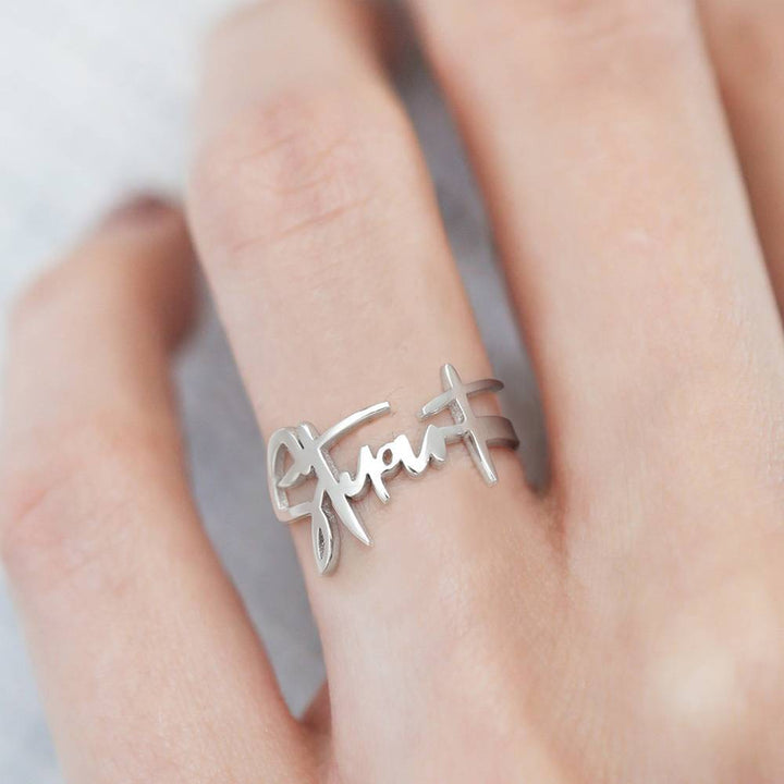 Cissyia.com Handwritten Name Open Cuff Ring