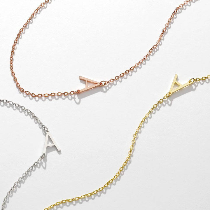 Cissyia.com Rose Gold Plated Personalized Single Initial Cut-Out Name Necklace