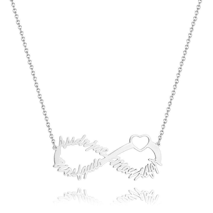 Cissyia.com Infinity Three Name Necklace Rose Gold Plated