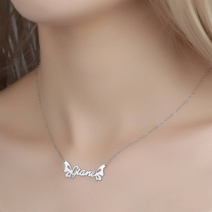 Cissyia.com Personalized Butterfly Name Cut-Out Necklace