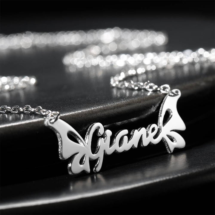 Cissyia.com Personalized Butterfly Name Cut-Out Necklace