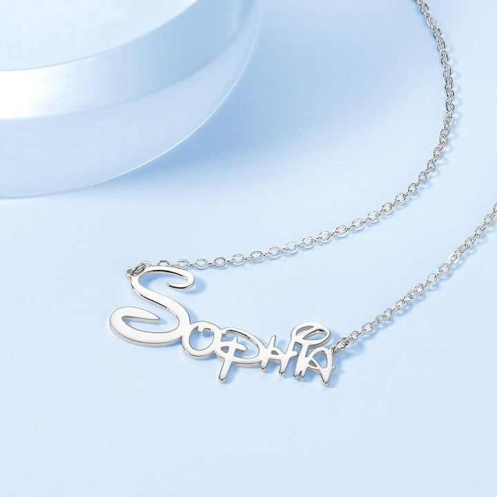 Cissyia.com Sterling Silver Personalized Cut-Out Name Necklace