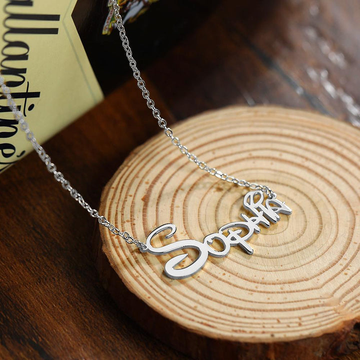 Cissyia.com Sterling Silver Personalized Cut-Out Name Necklace