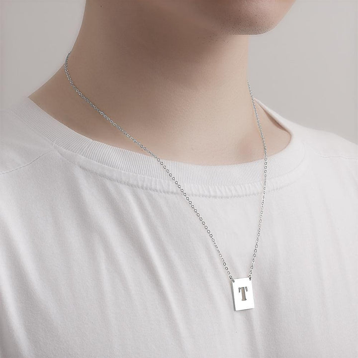 Cissyia.com Men’s Personalized Single Initial Tag Necklace