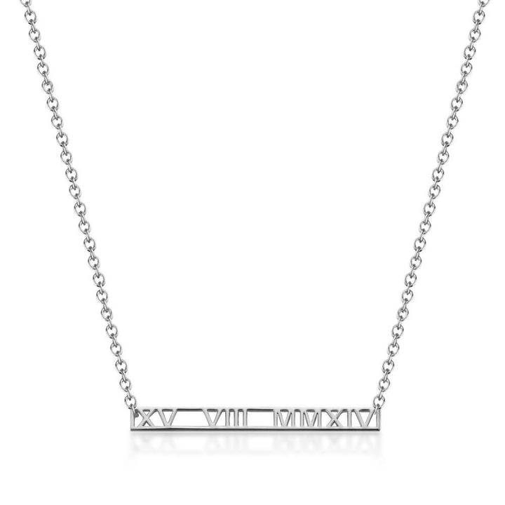 Cissyia.com Personalized Roman Numeral Date Pendant Name Necklace