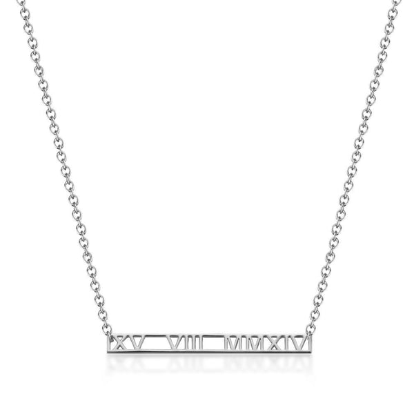 Cissyia.com Personalized Roman Numeral Date Pendant Name Necklace