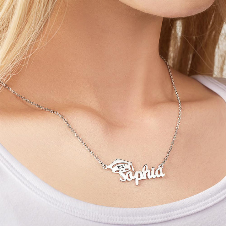 Cissyia.com Personalized Cap Name Cut-Out Name Necklace