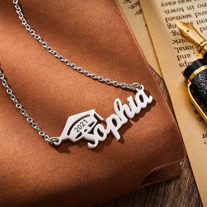 Cissyia.com Personalized Cap Name Cut-Out Name Necklace