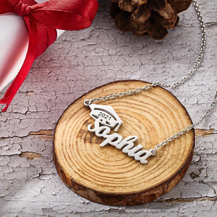 Cissyia.com Personalized Cap Name Cut-Out Name Necklace