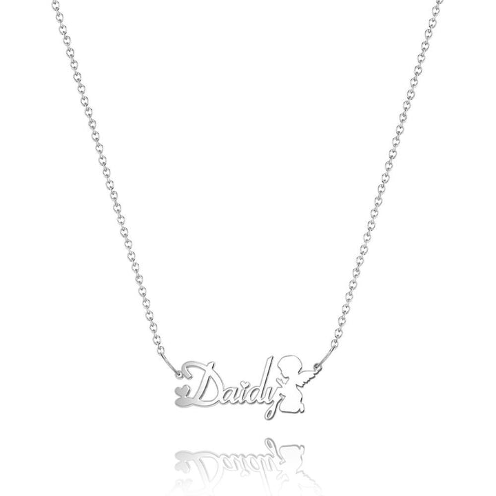Cissyia.com Personalized Guardian Angel Cut-Out Name Necklace