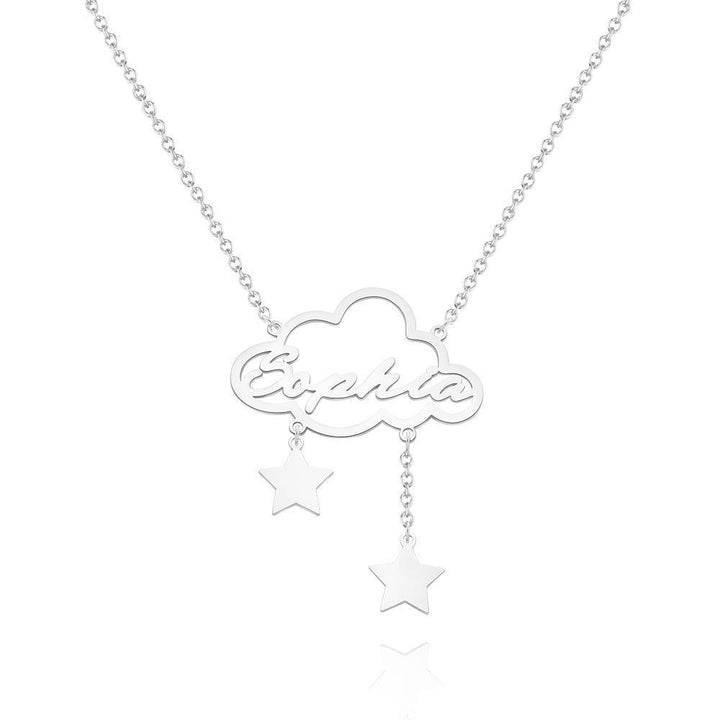 Cissyia.com Custom Star Cloud Name Necklace Personalized Rain Cloud Necklace Star Pendant
