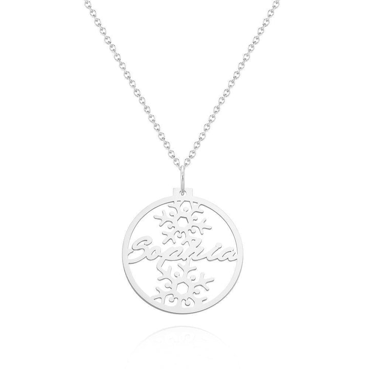 Cissyia.com Personalized Circle and Snowflakes Cut-Out Name Necklace
