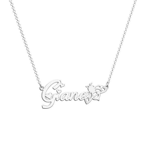 Cissyia.com Personalized Hearts and Bee Name Cut-Out Necklace
