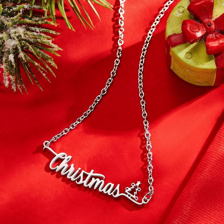 Cissyia.com Personalized Christmas Tree Two Names Cut-out Name Necklace