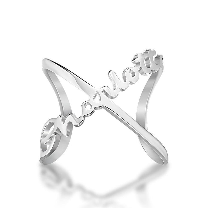 Cissyia.com 14k Gold Plated Personalized Two Names Cut-Out Ring