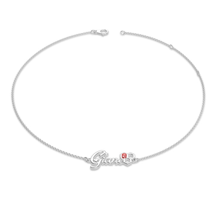 Cissyia.com Gemstone Personalized Two Names Cut-Out Engraved Bracelet