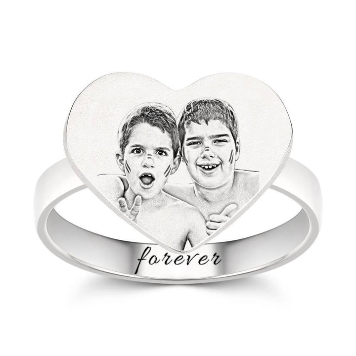 Cissyia.com Send Friends Sterling Silver Love Shape Engraved Photo Ring