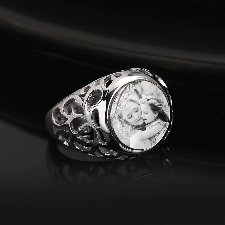 Cissyia.com Send Mom Oval Shape Sterling Silver Custom Engraved Photo Ring