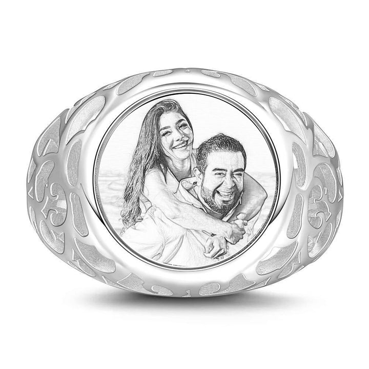 Cissyia.com Personalized Sterling Silver Oval Shape Photo Ring for Her