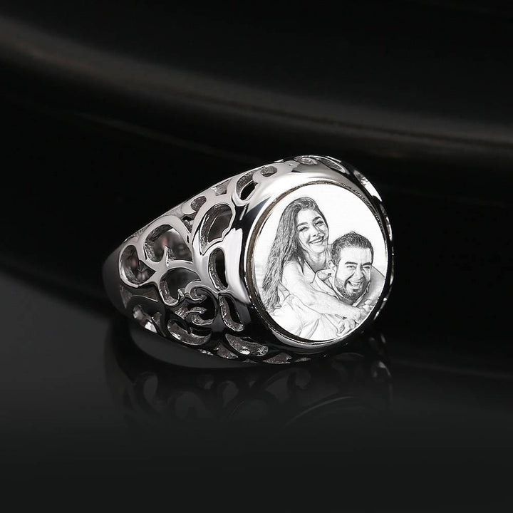 Cissyia.com Personalized Sterling Silver Oval Shape Photo Ring for Her
