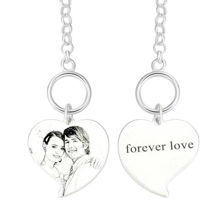 Cissyia.com Women’s Sterling Silver Personalized Sketch Heart Charm Photo Bracelet
