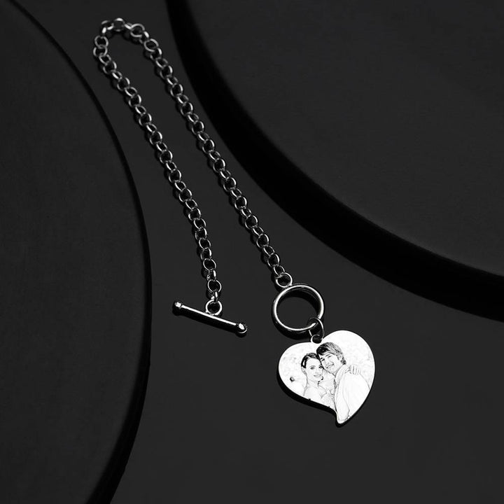 Cissyia.com Women’s Sterling Silver Personalized Sketch Heart Charm Photo Bracelet
