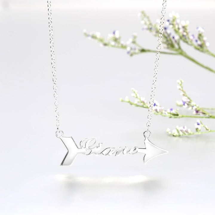 Personalized Arrow Name Necklace Silver - soufeelus