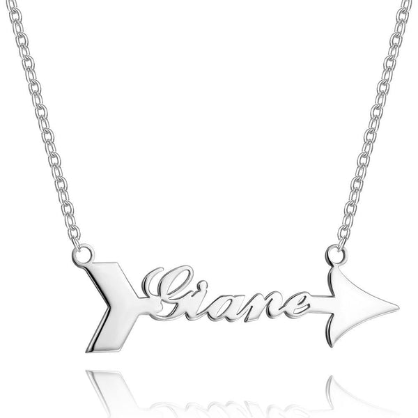 Personalized Arrow Name Necklace Silver - soufeelus