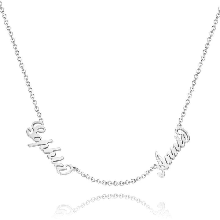 Cissyia.com Personalised Two Name Necklace Silver