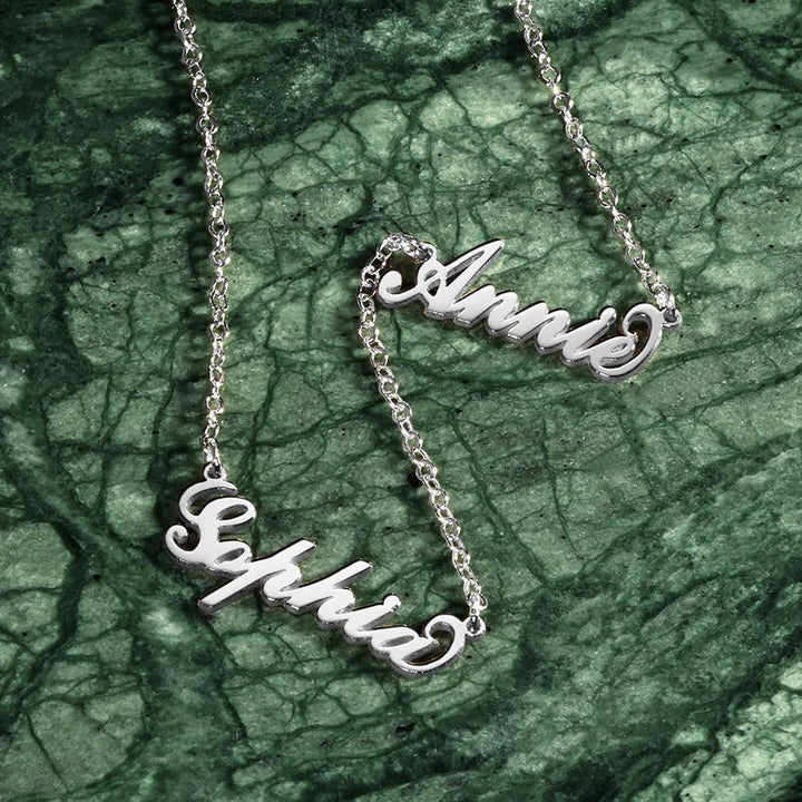 Cissyia.com Personalized Two Name Cut-Out Pendants Necklace in Solid Sterling Silver