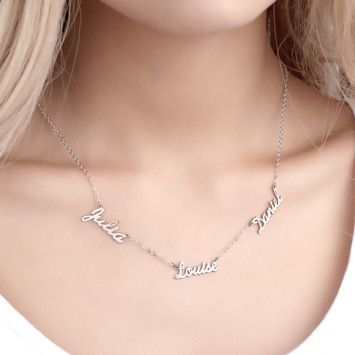 Cissyia.com 14k Gold Plated Personalized Three Names Cut-Out Necklace