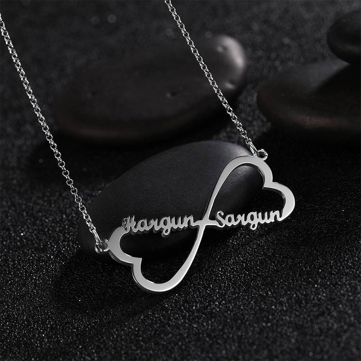 Cissyia.com Rose Gold Plated Personalized Infinity and Hearts Two Names Cut-Out Name Necklace