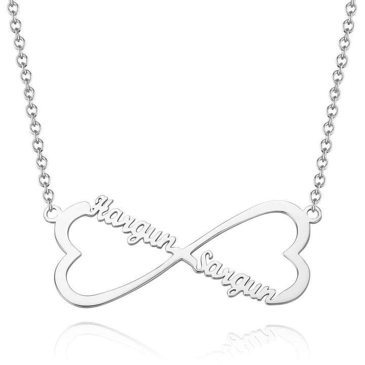 Cissyia.com Rose Gold Plated Personalized Infinity and Hearts Two Names Cut-Out Name Necklace