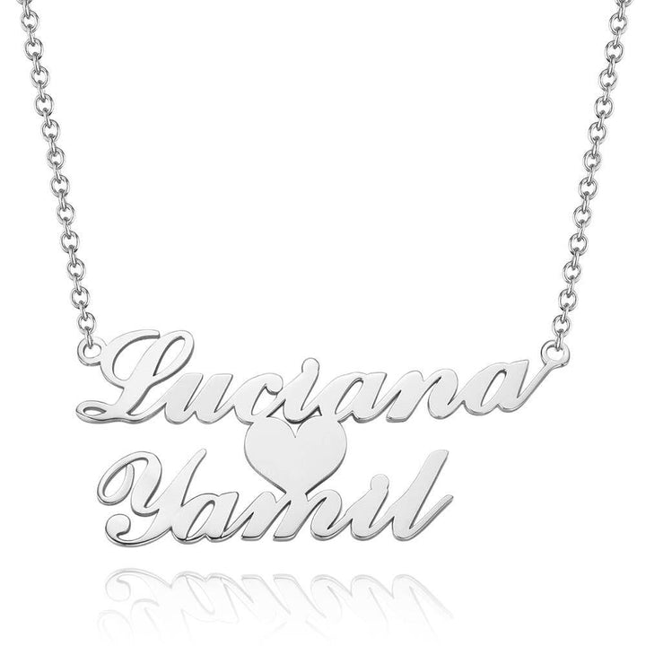 Cissyia.com Sterling silver personalized Heart Two Names Cut-Out Name Necklace