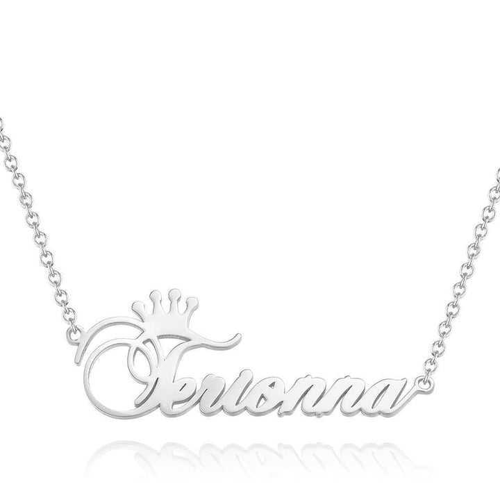 Cissyia.com Personalized Crown Cut-Out Name Necklace
