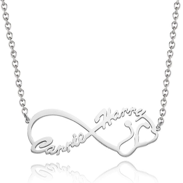 Personalized Infinity Symbol Two Names Cut-Out Name Necklace