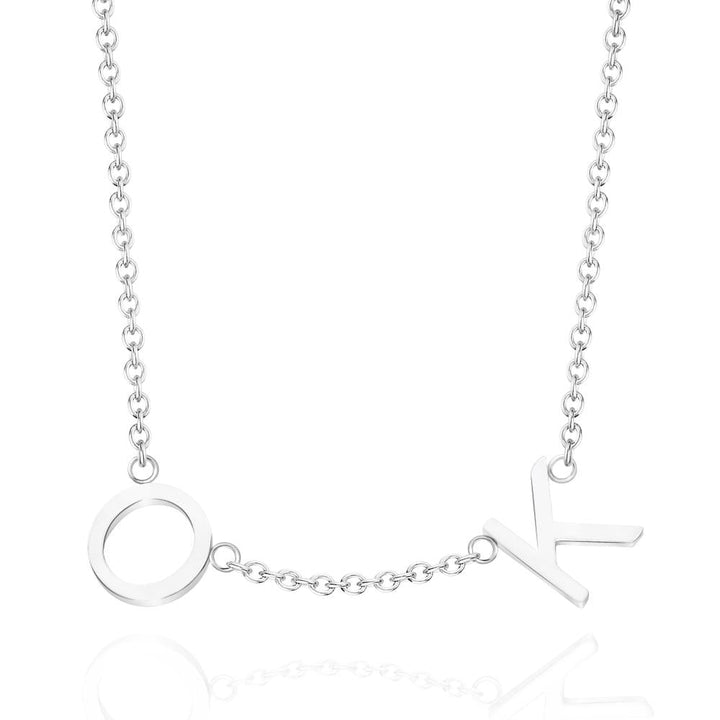Cissyia.com Rose Gold Plated Personalized Two Initials Necklace