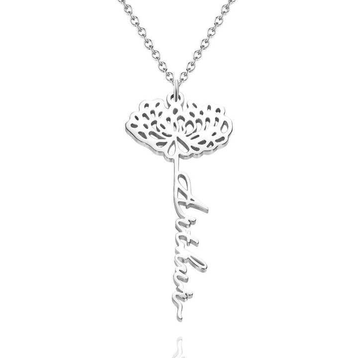 Cissyia.com Rose Gold Plated Personalized Flower and Cut-Out Name Necklace