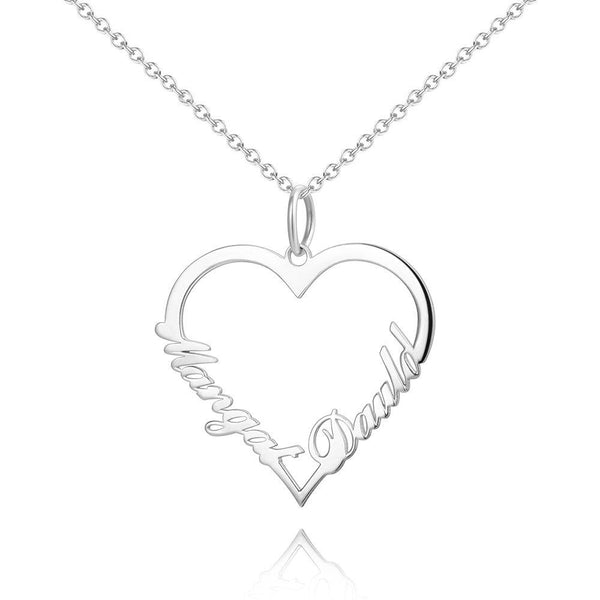 Personalized Heart Two Names Cut-Out Name Necklace